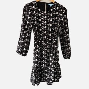 NWT Draper James Embroidered Long Sleeve Short Dress Black & White Floral Small